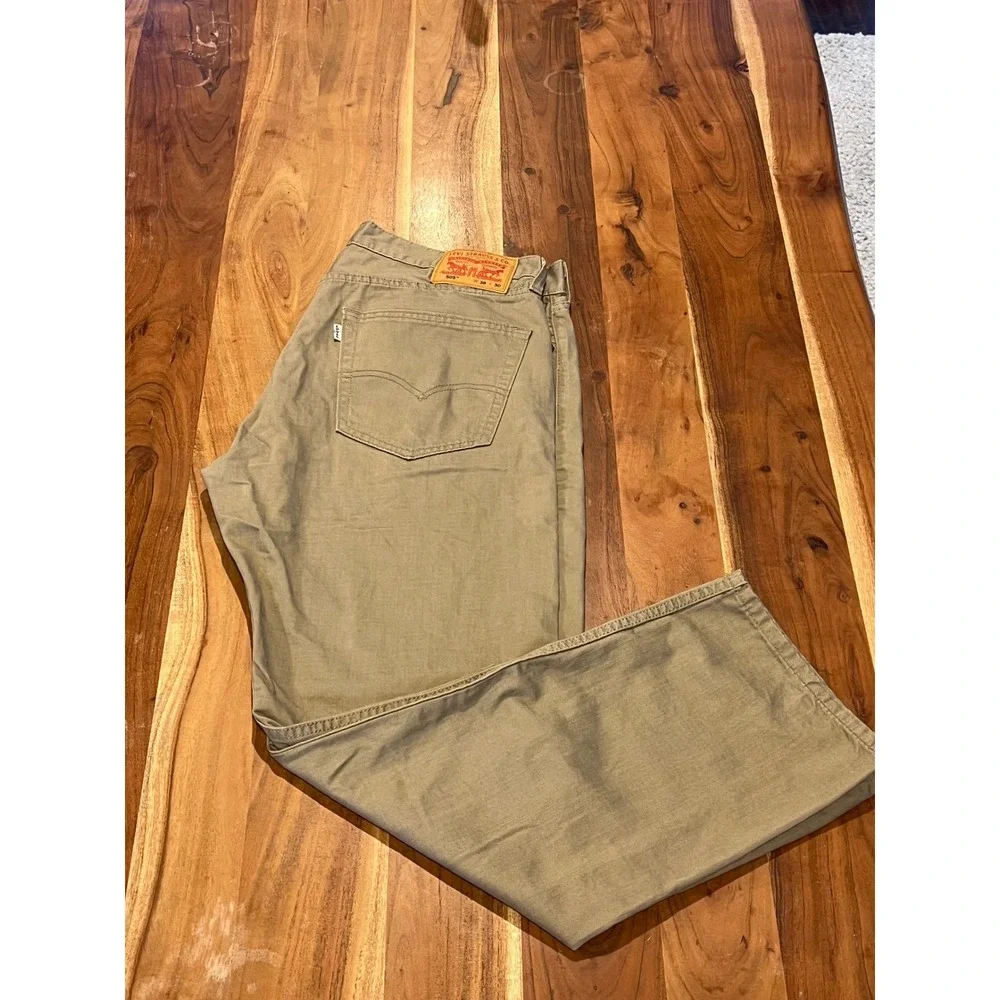 Levis 505 Regular Fit Straight Leg Khaki Tan Twill Pants Mens 36x30 00505-0718